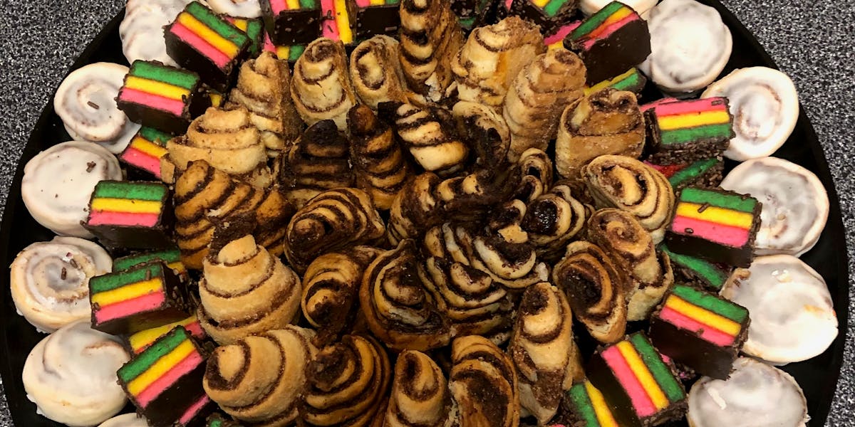 Brooklyn Bagel catering platter with bagels and pastries