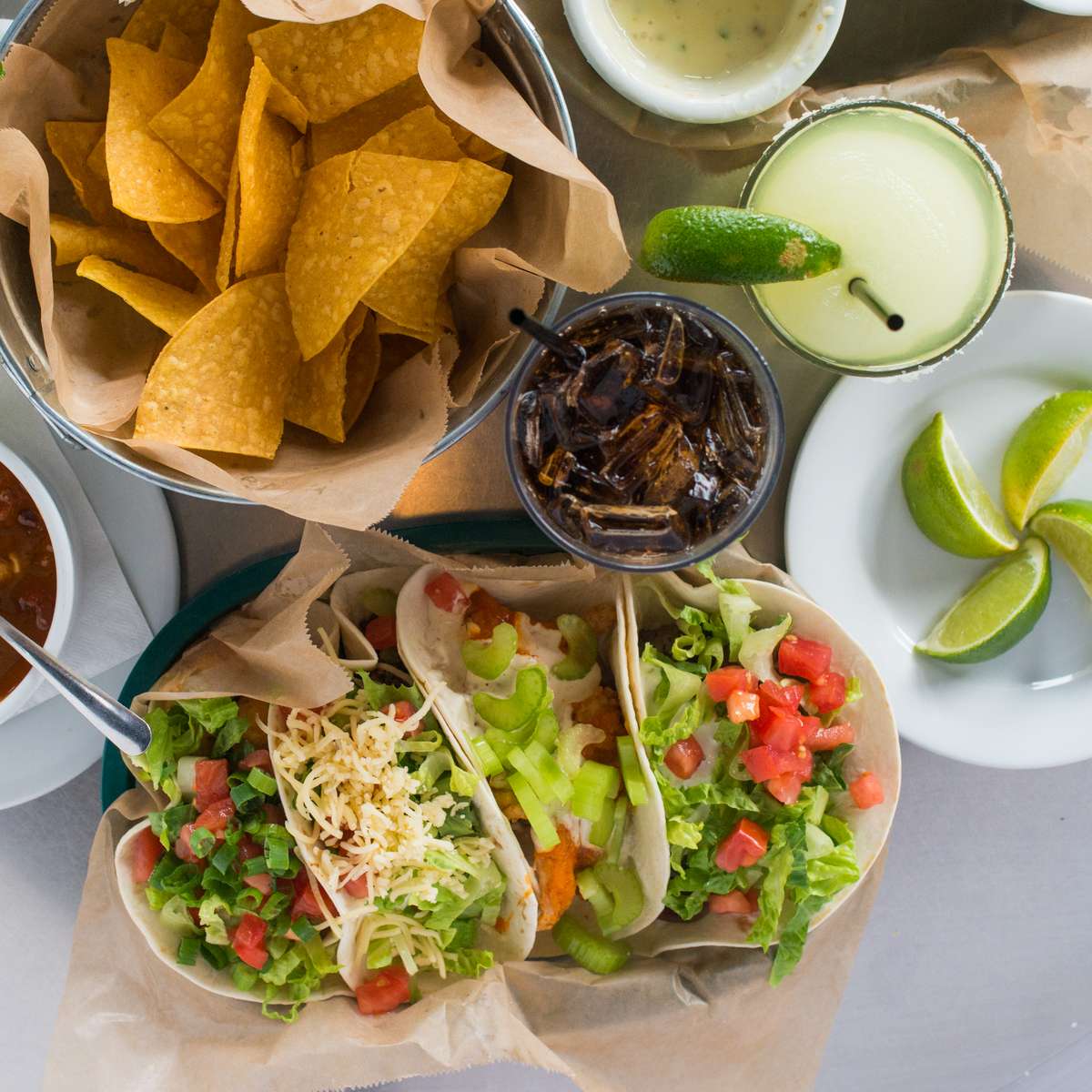 Verde Taqueria tacos, chips, dips, and fresh margaritas